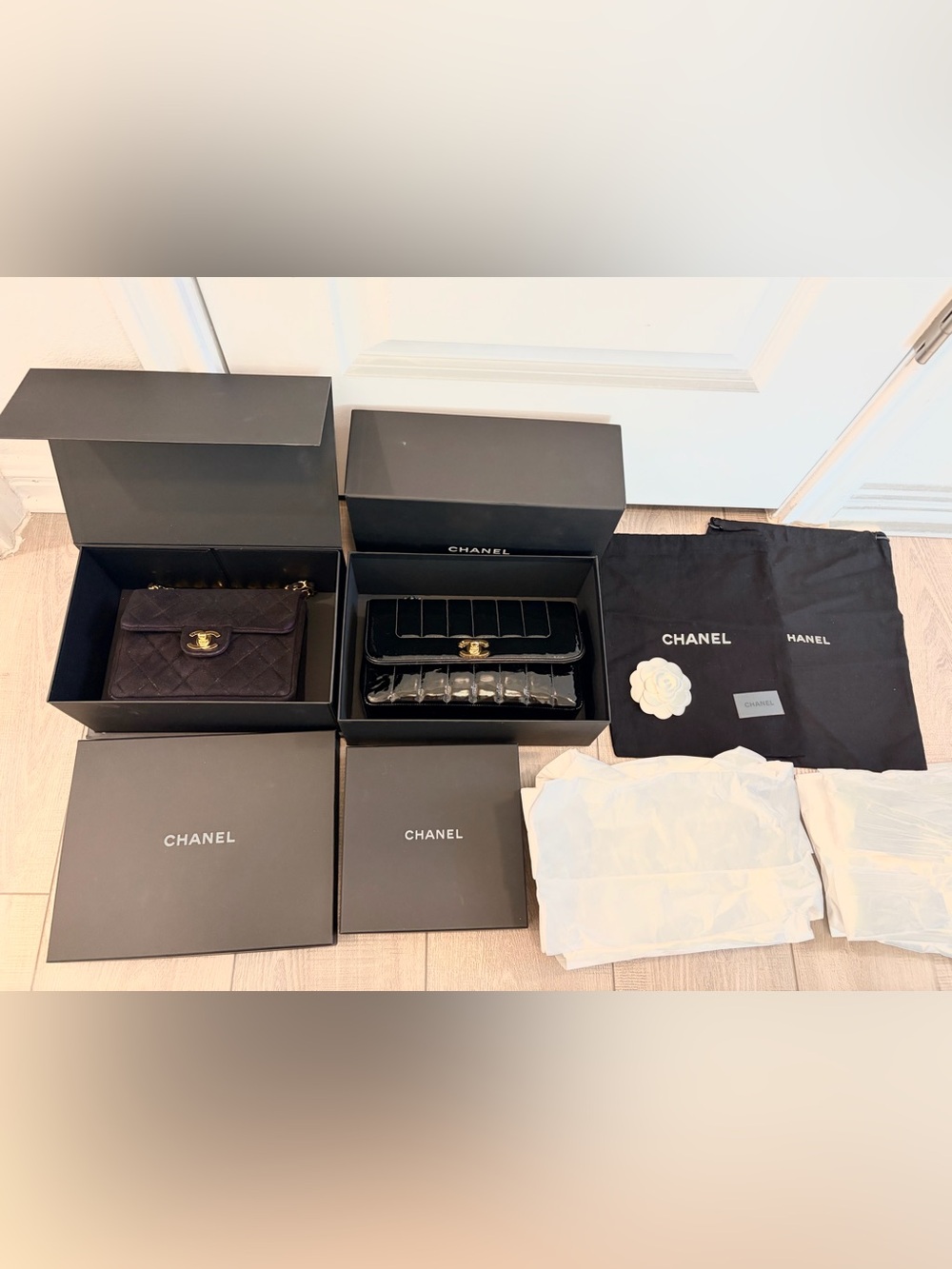 Authentic CHANEL 6 PIECES Bundle 4 Boxes + 2 Small Dust Bags & Accessories
